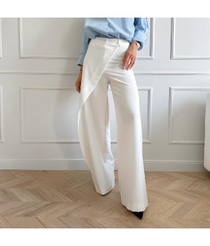 OUDINA Casual Asymmetrical High Waist Pants For Women Solid Elegant Women's Trousers Simple Women's Pants