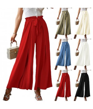 Stylish Chic Spring High Waist Pants Pleated Loose Wide Leg Women's Pants Trousers