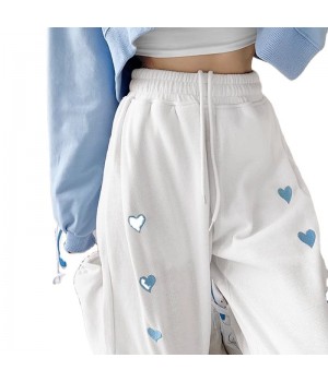 New Arrival Women's Pants Trousers High Waist Embroidered Loose-Fitting Drawstring Women's Sweat Pants