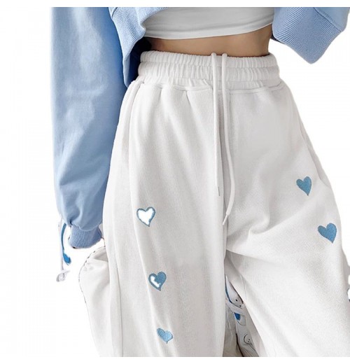 New Arrival Women's Pants Trousers High Waist Embroidered Loose-Fitting Drawstring Women's Sweat Pants