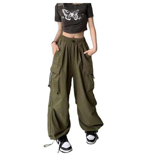 Custom Women's Summer Cargo Trousers Plus Size Streetwear Retro Casual Draped Loose Wide Leg Pants Anti-Pilling Feature