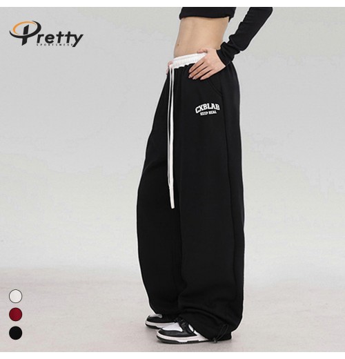 Lace-up Street Style Loose Pants Multi-color Hip Hop Fitness Wear High Waist Sports Pants Women Wide Leg New Jazz Dance Slacks