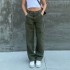 New Loose Casual Women's Cargo Pants Solid Color Single Side Zipper High Waist Straight Plus Size Women's Pants & Trousers